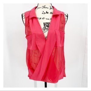 Lulumari Surplice Wrap Sleeveless Sheer Blouse S